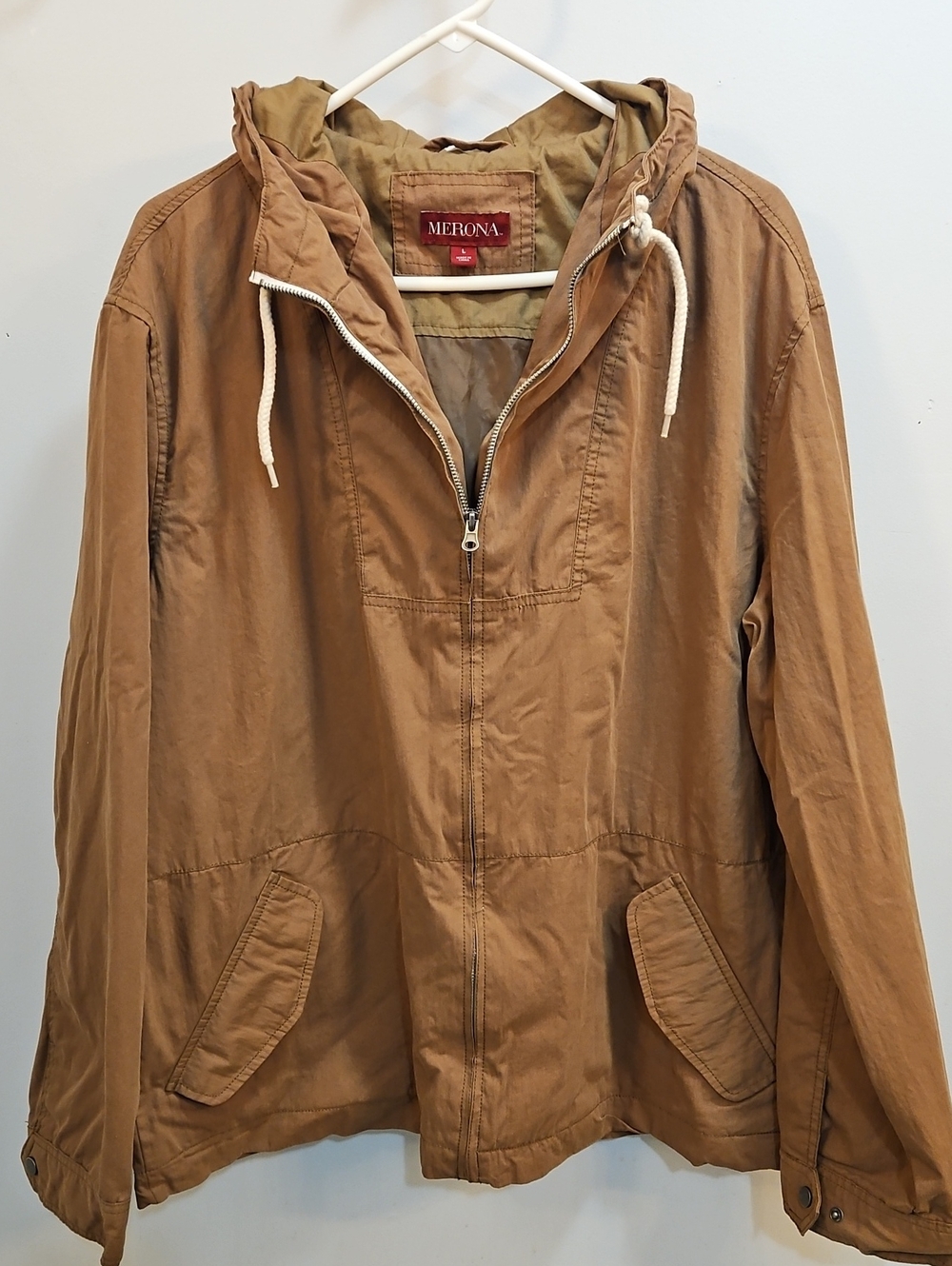 Merona Men's Brown Hooded Lightweight Zip Jacket